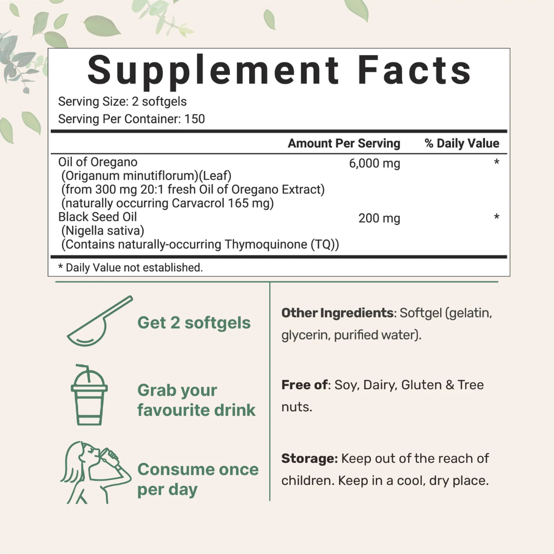 ImmunoHerb® Oregano + Black Seed, 180 Immune Softgels